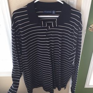 Men’s long sleeve black and white polo